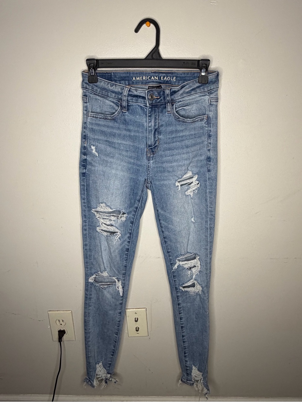 American Eagle Outfitters Distressed Light Blue Skinny Jeans